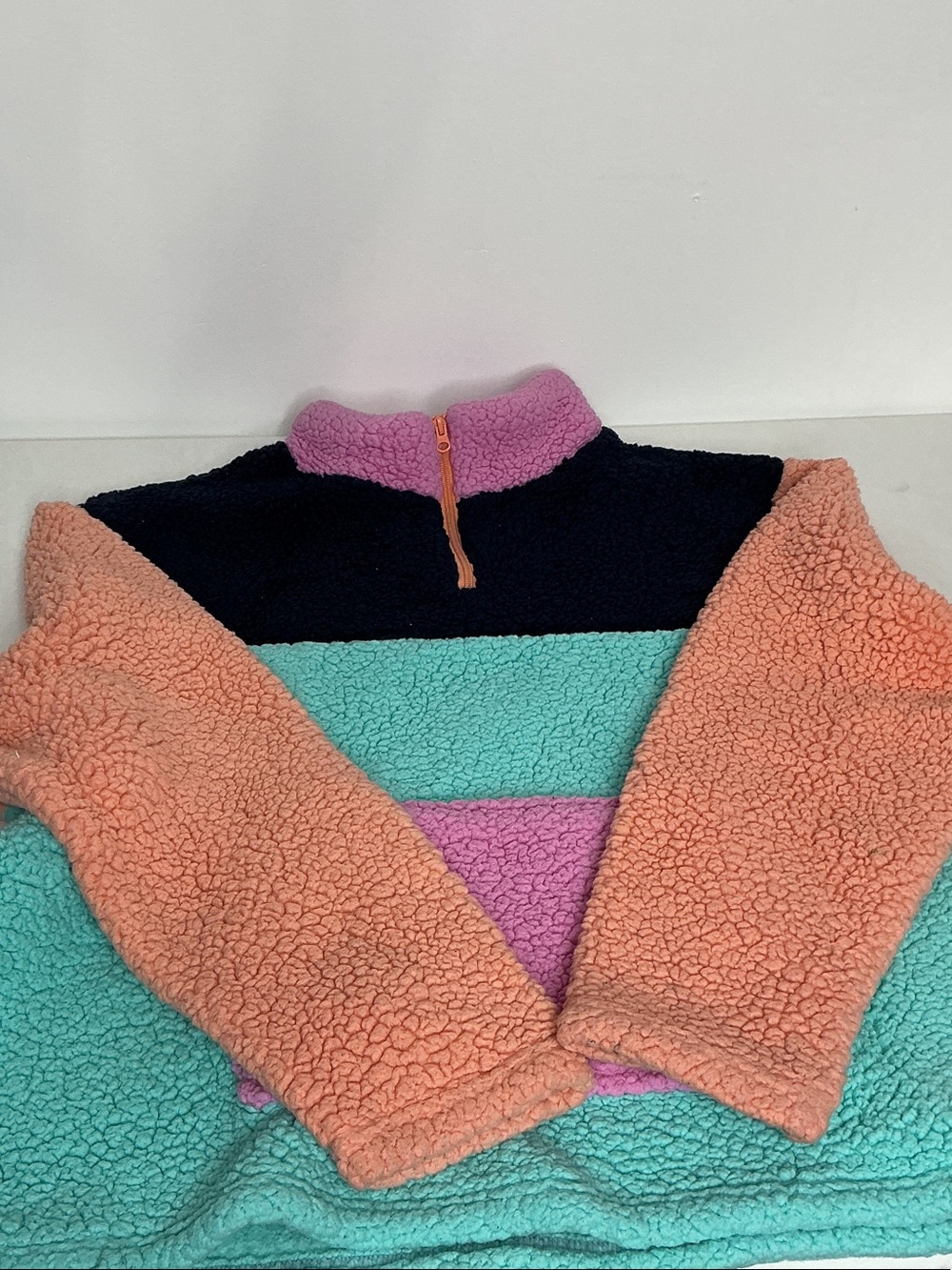 Cabana by crown & ivy Colorblock Sherpa Quarter Zip Cozy Oversized Pullover